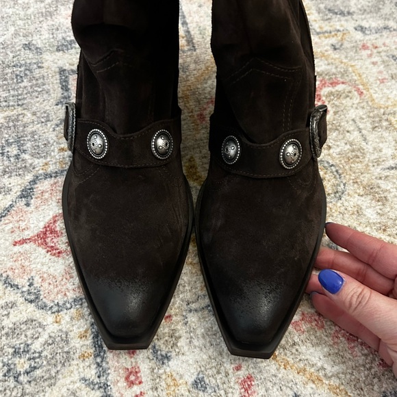 New Free People Lady Lonestar Suede Western Boots - Picture 6 of 8